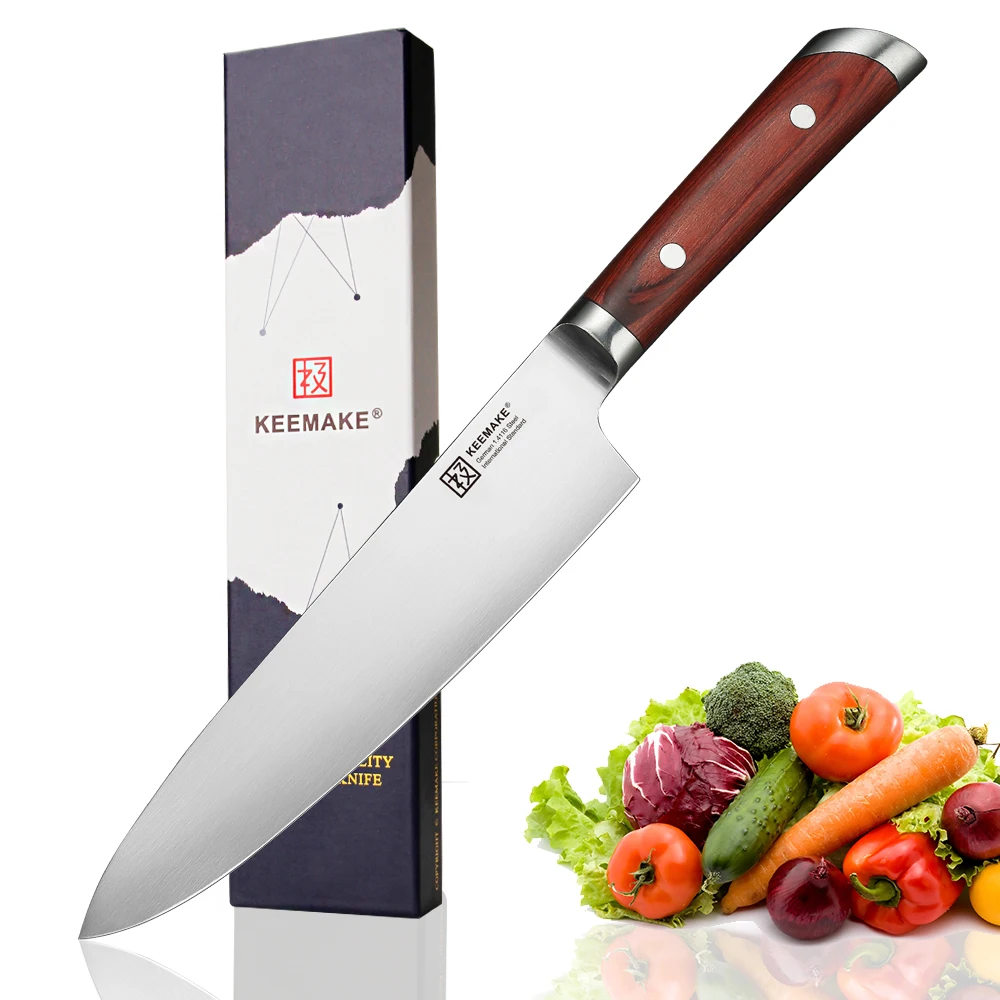 KEEMAKE нож шеф-повара немецкий 1,4116 стальной резак кухонные ножи для хлеба Набор цветных деревянных ручек острый для мяса инструменты для резки фруктов