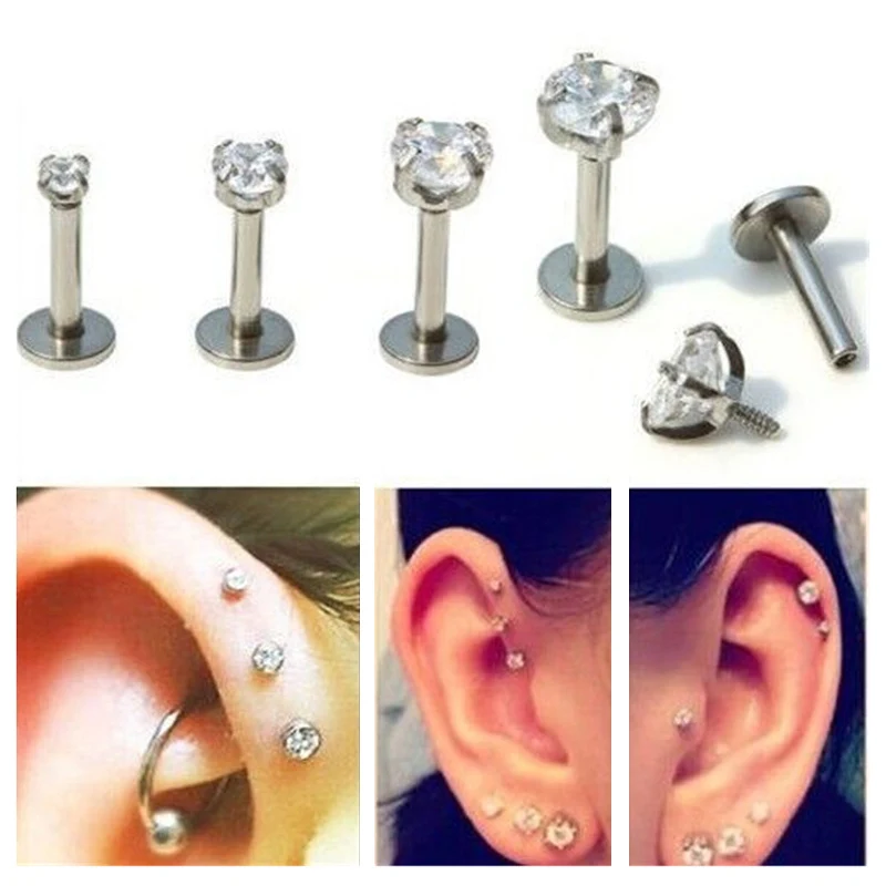 

2pcs Punk Bar Lip Ring Stud Piercing Labret Piercing Tragus Acrylic Stainless Steel