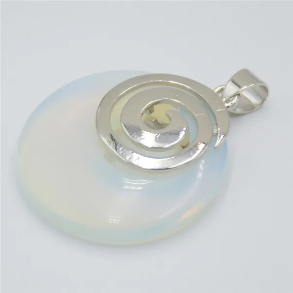 Opal Натуральный камень тигровый глаз Подвески для ожерелья круглый полый спиральный фиолетовый розовый кристалл содалит авантюрин опал рейки ювелирные изделия - Окраска металла: Opal