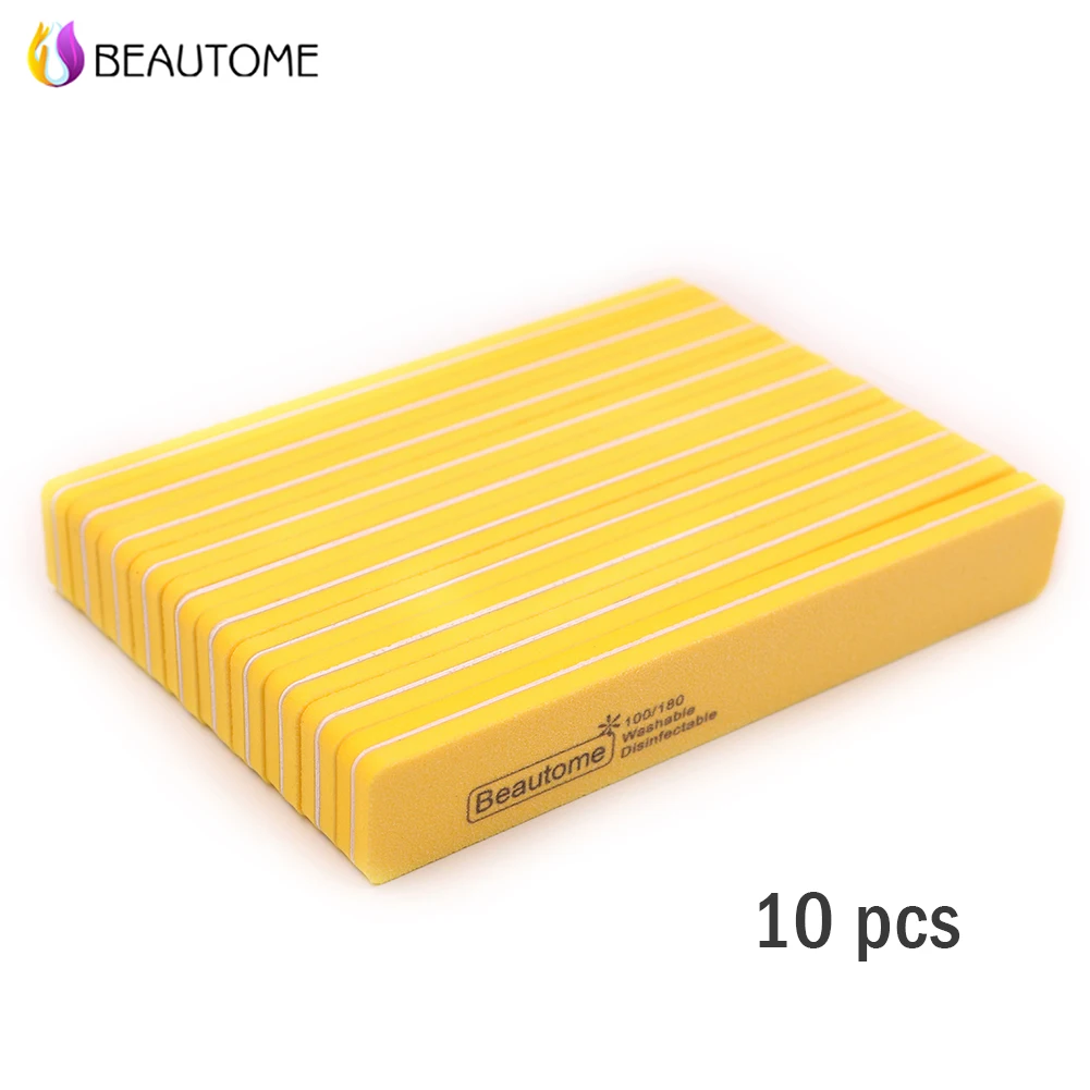 

10 Pcs/lot Washable File Nail buff Manicure Nail file Double Sided Buffer Sanding File Sponge 100/180 New Arrival