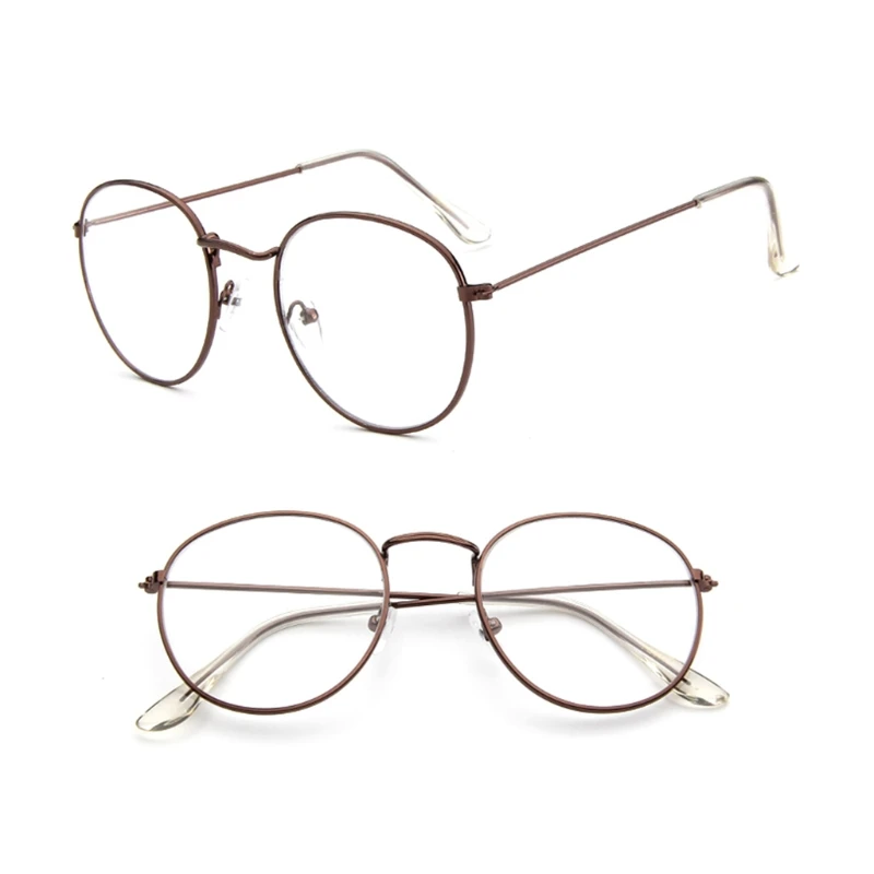 Винтажные мужские и женские очки, металлическая оправа, круглые прозрачные Линзы для очков, оптические - Цвет оправы: As the picture show