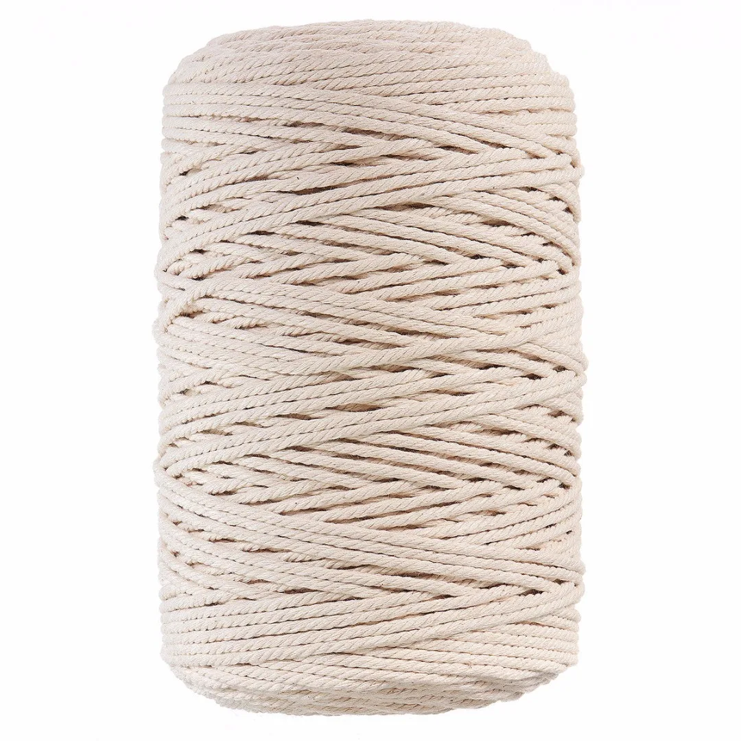 JX-LCLYL New 3mm*220m Natural Beige Cotton Twist Cord Rope Artisan Craft Macrame String