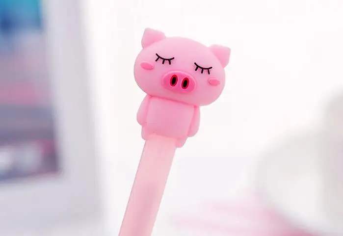 4 шт./компл. Kawaii с рисунком свинок на Пластик гель черные чернила для ручек Письменные принадлежности Ручки для подписи Canetas Материал Escolar Paperlaria канцелярских принадлежностей