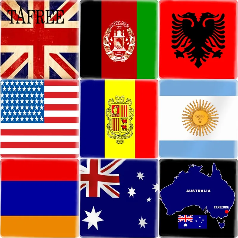 TAFREE Германии, Брунея, Великобритания, Франция, Россия национальные флаги изображение 25 мм стекло квадратной формы кабошон камея гнездовая