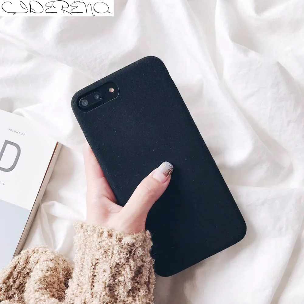 

CIDERENA Mobile Cases 1 Pc/lot Soft PU Simple Flannel Suede Microfiber Cell Phone Case Cover for iPhone 6s