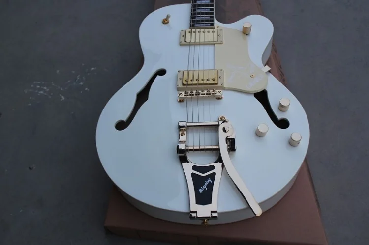

Hot Sale Custom Shop Gretsch White Falcon 6120 Hollow Body Jazz Electric Guitar with Bigsby Tremolo