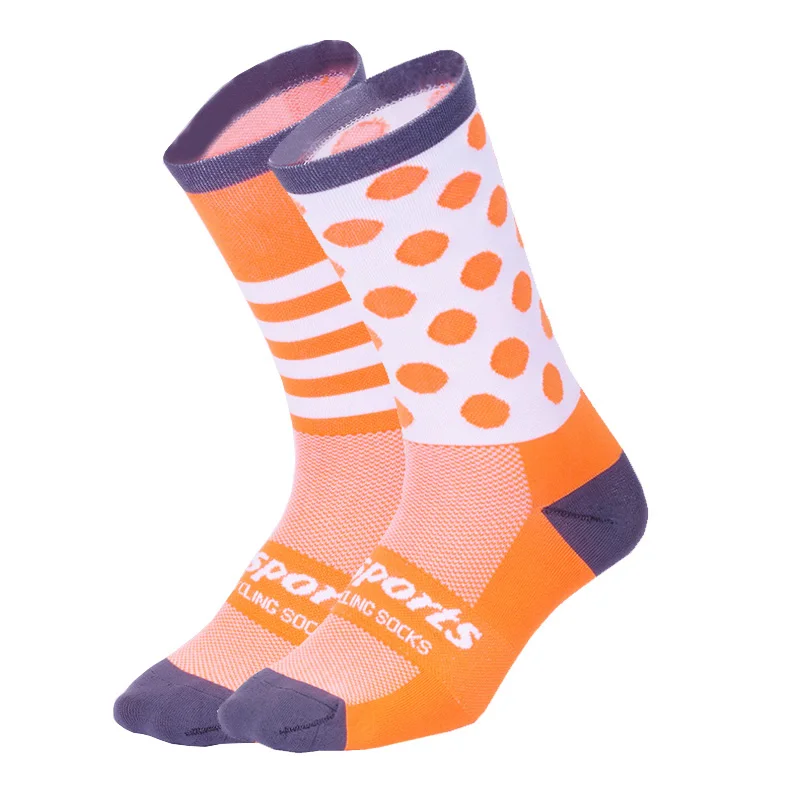 DH спортивные высококачественные профессиональные велосипедные носки для мужчин и женщин, носки для шоссейного велосипеда, брендовые Компрессионные спортивные носки для гонок на велосипеде - Цвет: Orange Gray DH13