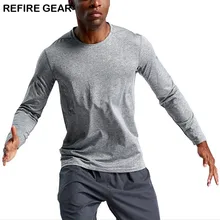 Футболка для бега Refire gear для мужчин, с длинным рукавом, для фитнеса, для занятий спортом на открытом воздухе, футболка для спортзала, дышащая, для футбола, для тренировок, для фитнеса, футболка для мужчин