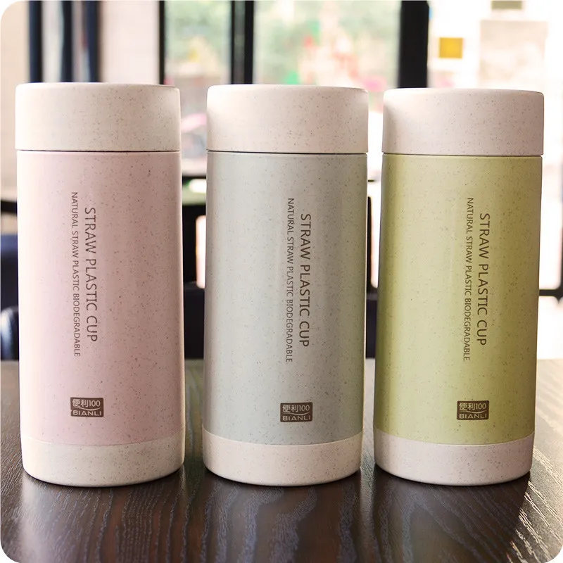 

200ml High Quality Ceramic Water Bottle Wheat Cover Double Walled Drink Bottle Home Outdoor Tea Bottle Healthy Drinkware