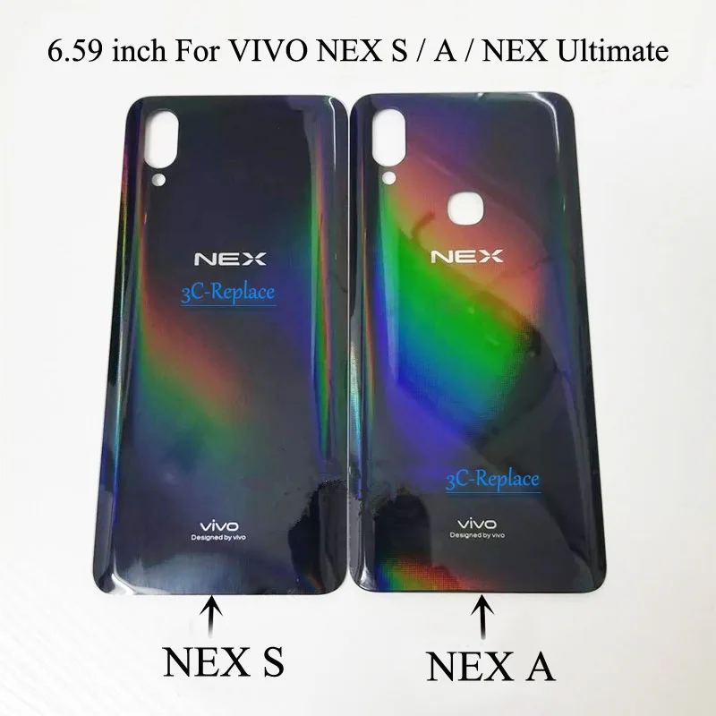 6,59 дюймов для VIVO NEX S/A/NEX Ultimate задняя Батарея крышка дверца батарейного Корпус чехол сзади Стекло запасные части объективов