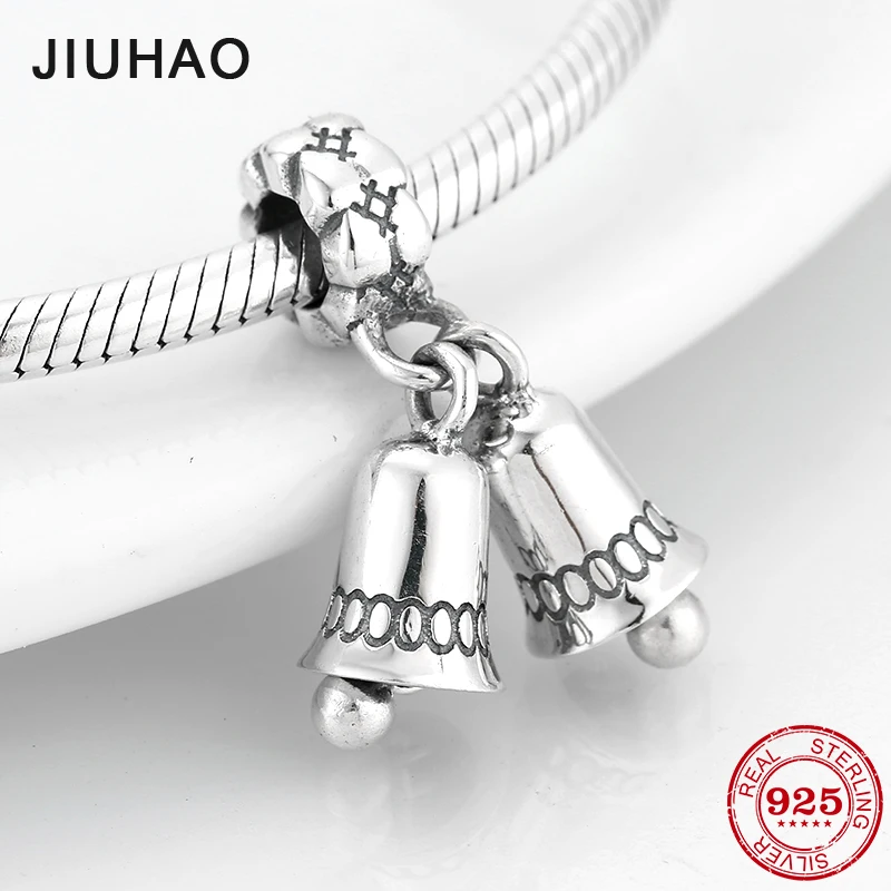 

925 Sterling Silver small bell Christmas Party gift fine Pendants Beads Fit Original Pandora Charm Bracelet Jewelry making