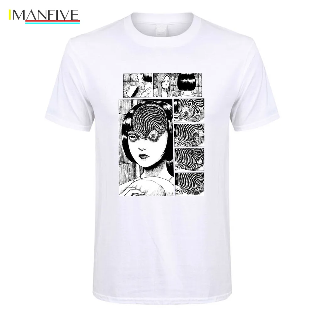 

Uzumaki Cotton T Shirt Men Junji Ito Tees Horror Manga Tshirt Men Slim Fit Short T Shirt Discount Men'S Awesome Clothes Designs