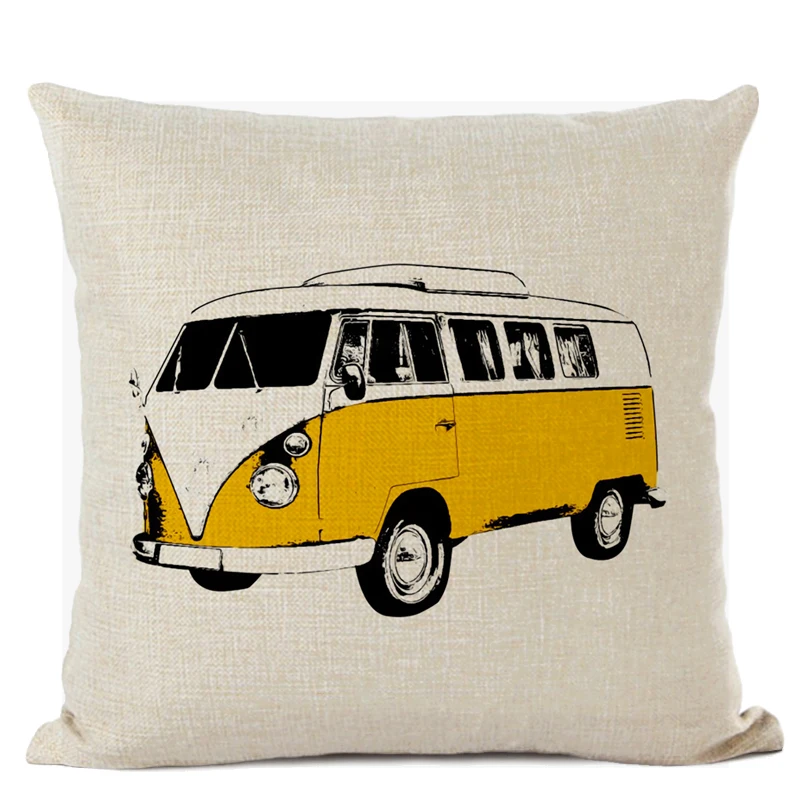 Customized Cushion Cover Scandinavian Umbrella Cushion Wedding Cotton Linen Printed Home Sofa Decor Bus White Almofada