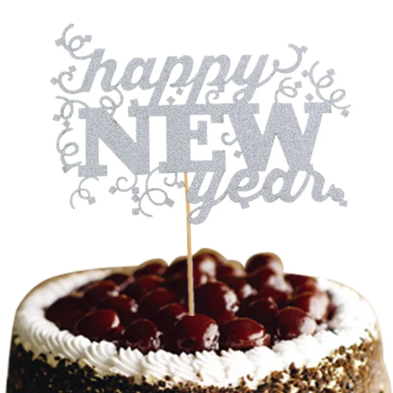 Happy New Year Cake Flags Merry Christmas Cake Topper Glittler Christmas New Year