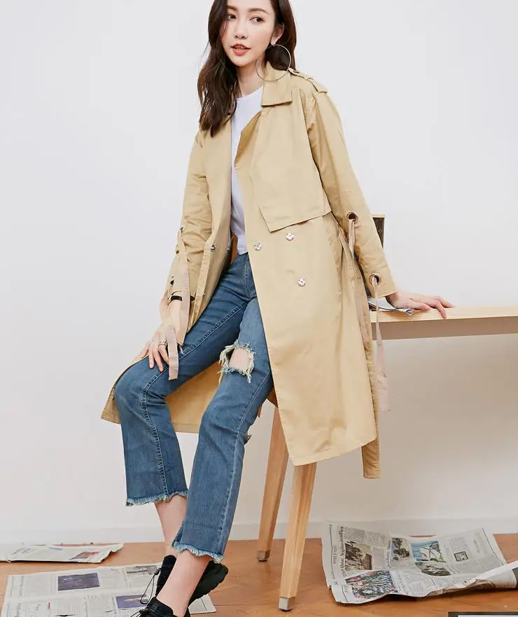 2018 Women coat Thin Spring Autumn Korean Fashion long