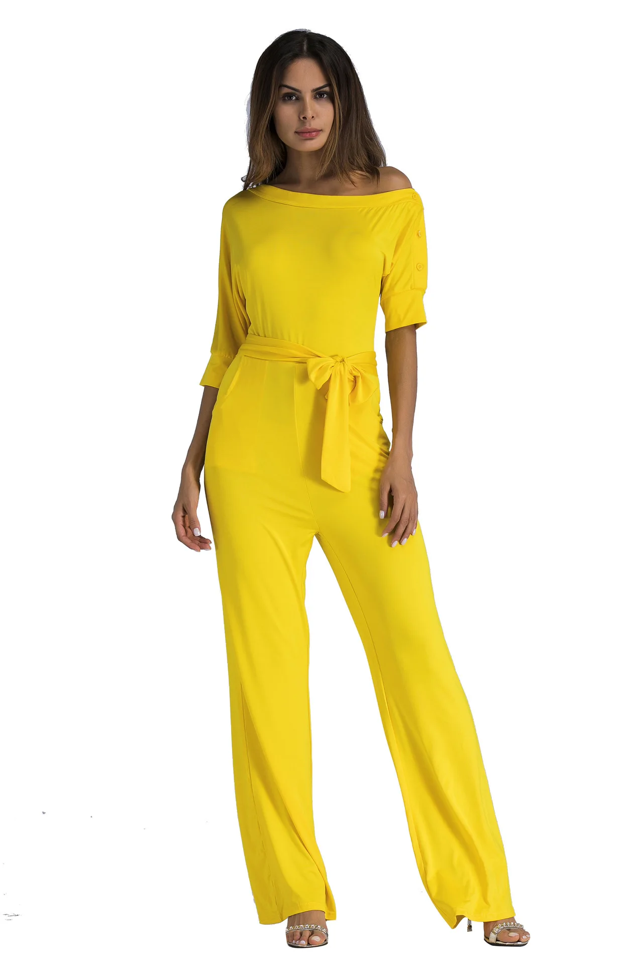 white and yellow jumpsuit