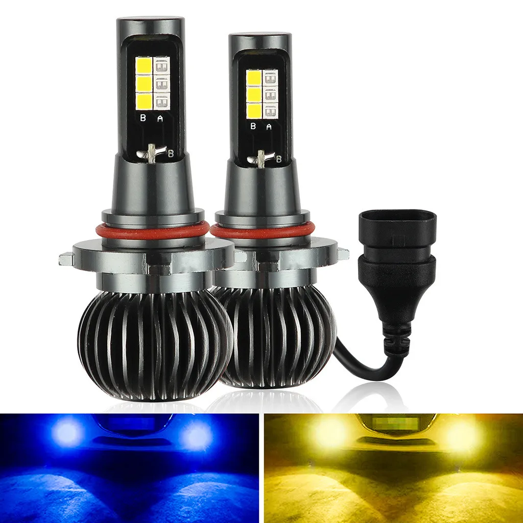1 Pair Car Fog Light CSP Two color LED Chips 9005 9006 CSP Bulb Ice Blue
