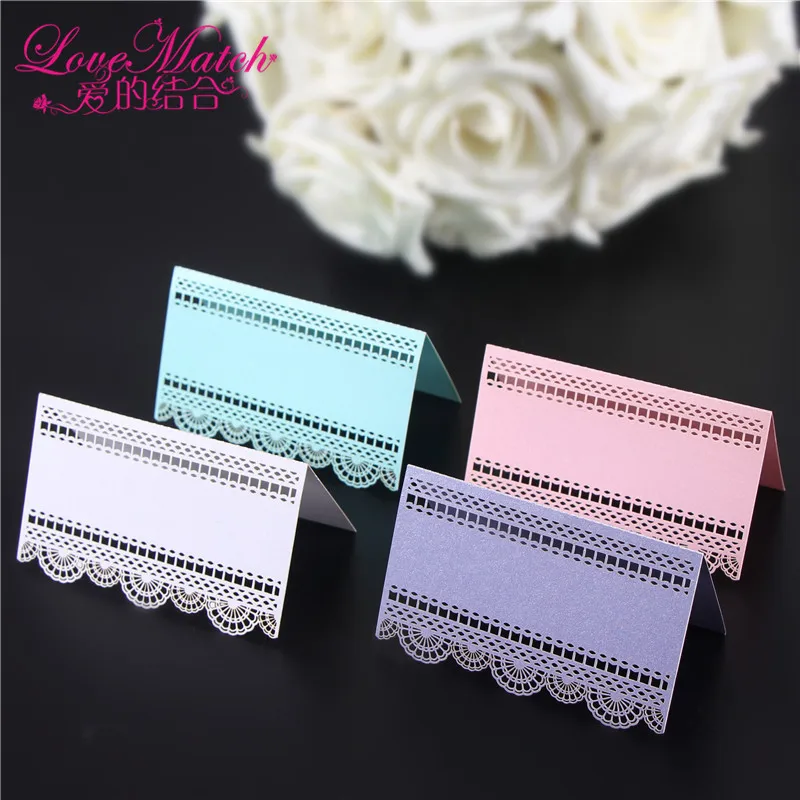 

40Pcs Laser Cut Paper Wedding Table Place Card Name Card Wedding Party Table Pearlescent Decor Wedding Decoration Party Supplies
