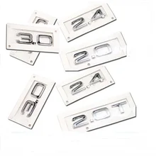 Prata ABS 1.8 2.0 2.4 2.8 3.0 3.2 3.6 4.2 traseira do carro emblema adesivo para Audi SLINE A1 A3 A4 A5 A6 A7 Q3 Q5 Q7 TT RS