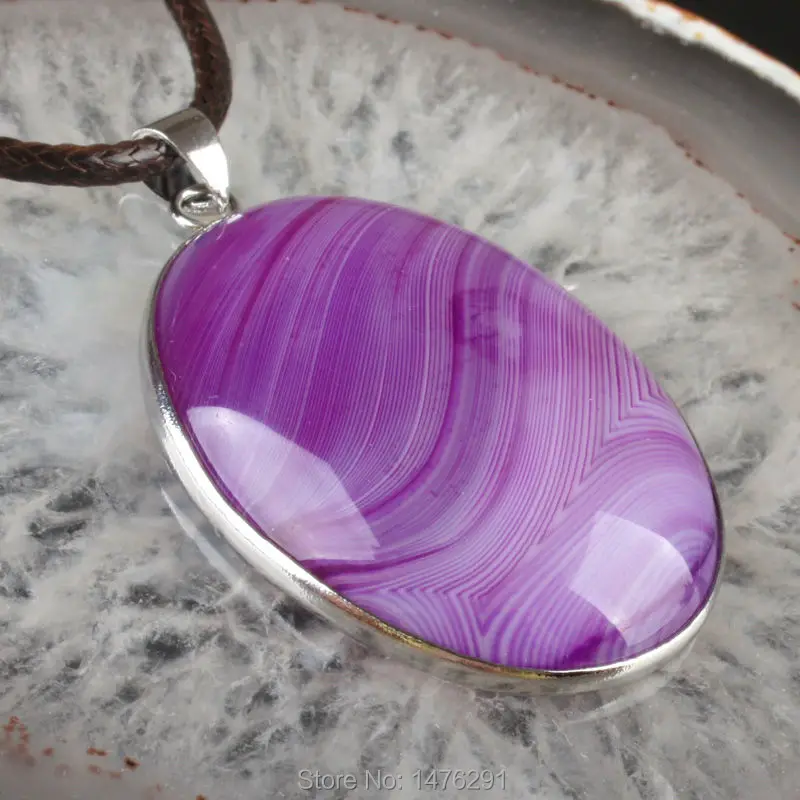 1 шт. фиолетовый полосатый оникс из Ботсваны 40х30мм|beads pendant|stone pendantoval pendant |