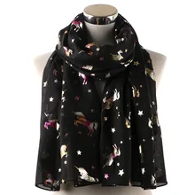 Шарф с принтом единорога женский цветной Серебряный штампованный модный шарф Простой Высококачественный хлопковый осенне-зимний темперамент шарф