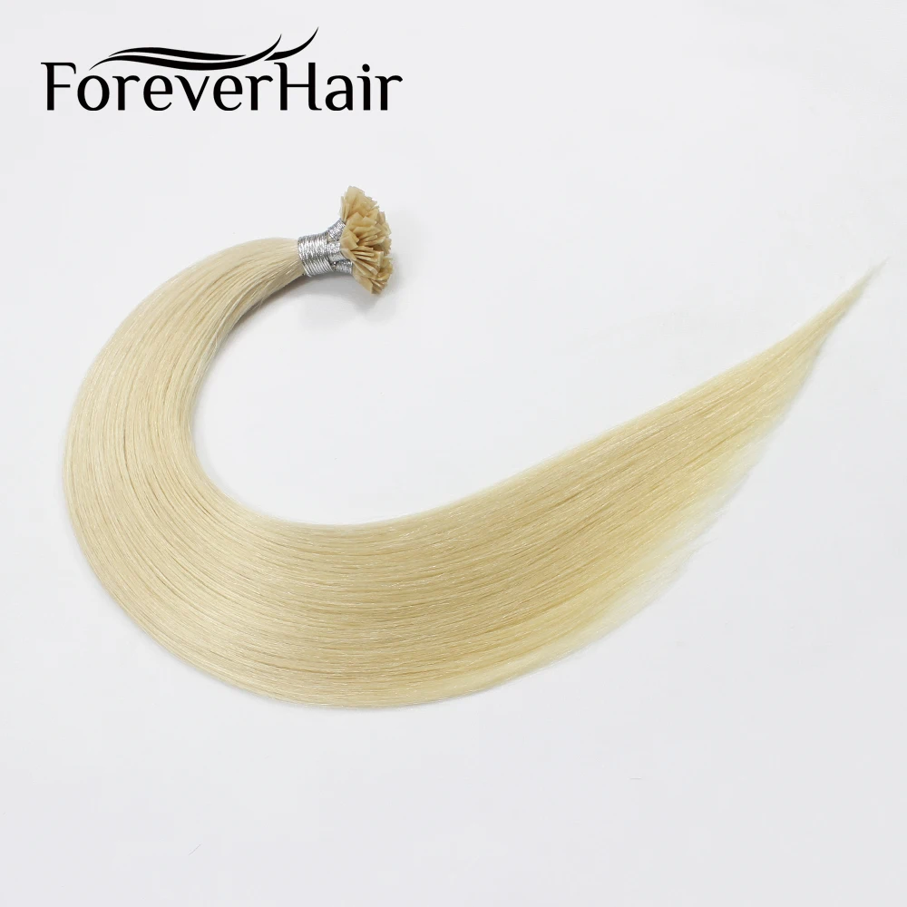 FOREVER HAIR 0,8 г/локон 2" Remy плоский наконечник человеческих волос расширение Платина блонд#60 Кератиновый плоский кончик предварительно скрепленные волосы расширение 40 г