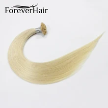 FOREVER HAIR 0,8 г/локон 2" Remy плоский наконечник человеческих волос расширение Платина блонд#60 Кератиновый плоский кончик предварительно скрепленные волосы расширение 40 г