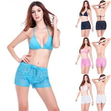 Популярные модели удобные дышащие кружевные шорты Модные прозрачные пикантные пляжные шорты