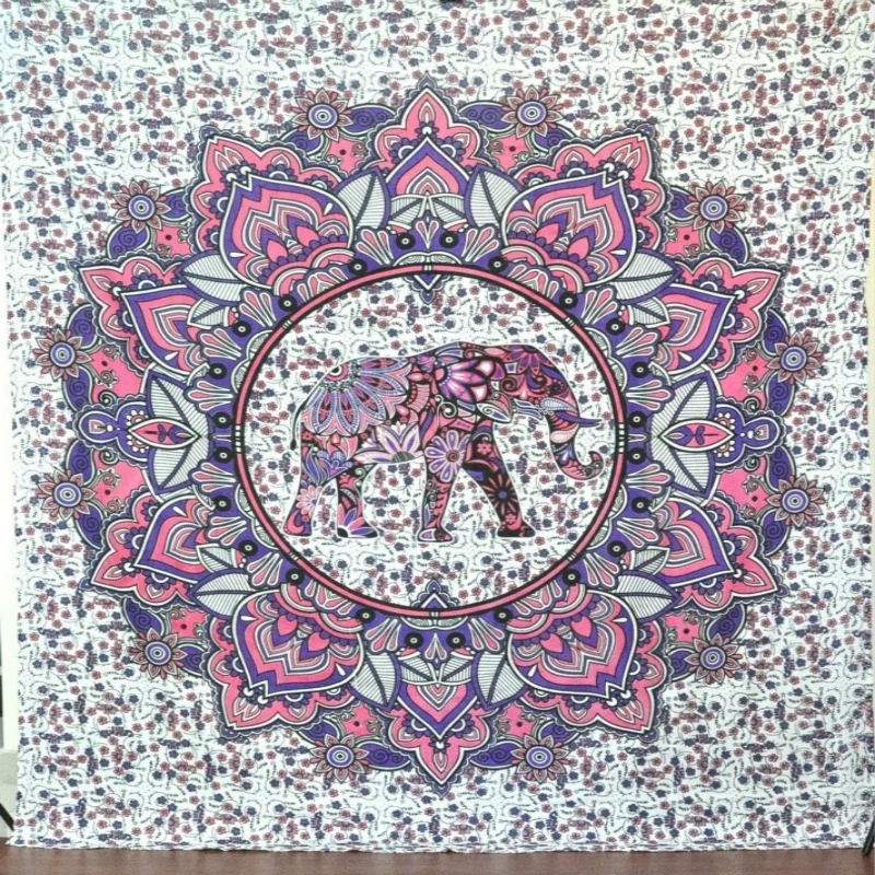 

2018 Lucky elephant mandala tapestry hippie wall pendant tapestry decorative outdoor picnic mat towel square color / bedspread