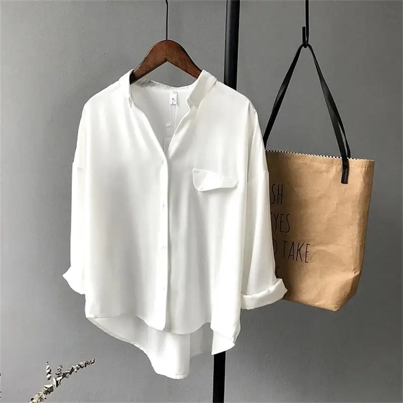 

Loose Chiffon Blouses Women White Ladies Office Tops Formal Work Shirts Chiffon Female Korean Style Casual Clothing Autumn 2017