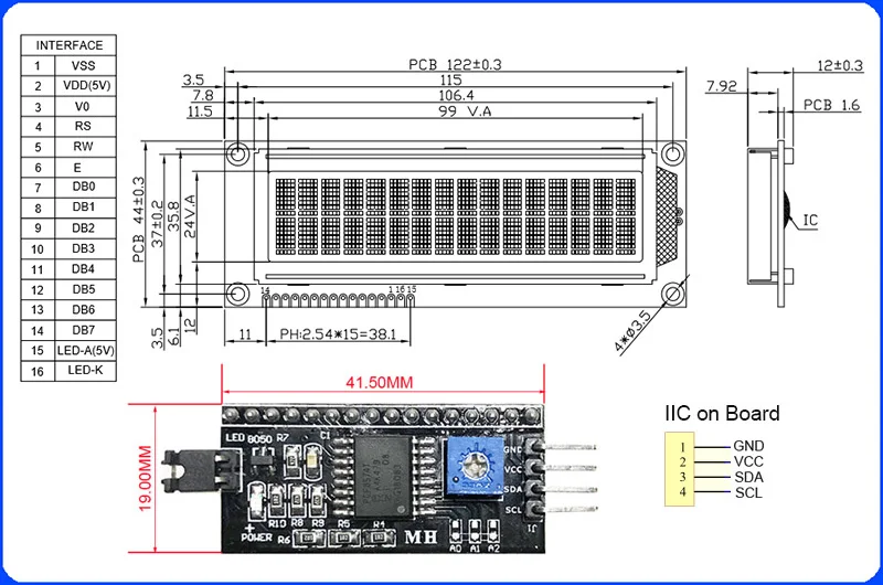 Серийный IIC/I2C/TWI 1602 162 16*2 больше персональный модуль lcd Дисплей желтый и зеленый цвета синий с Подсветка для Arduino