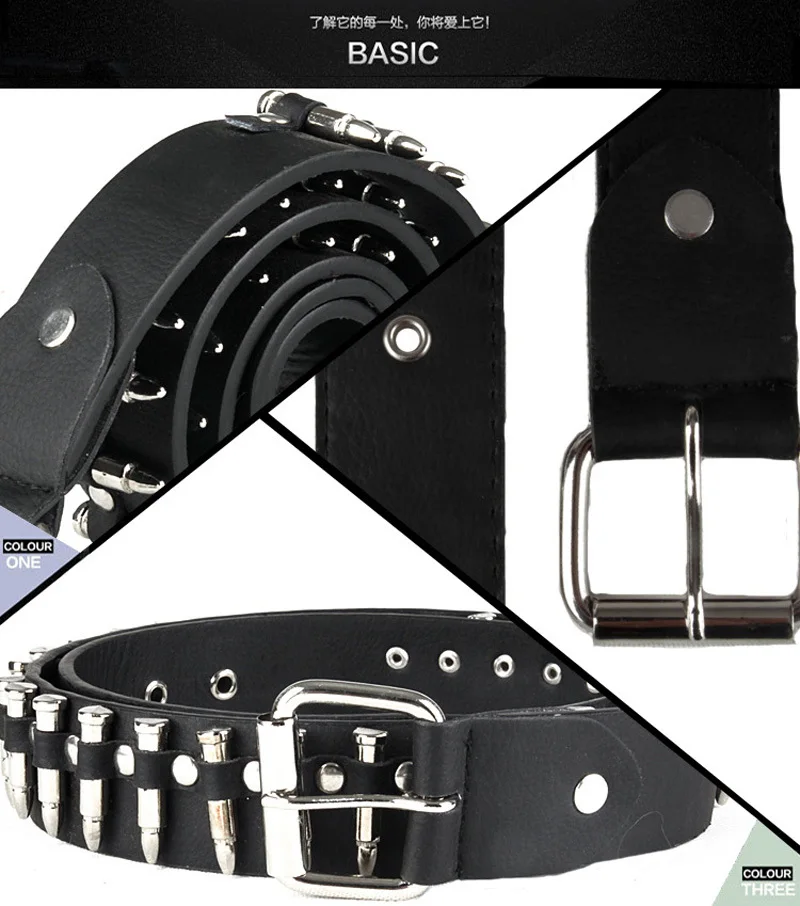 Rock Metal Leather Rivet Female Belt Women Personality Punk Bullet