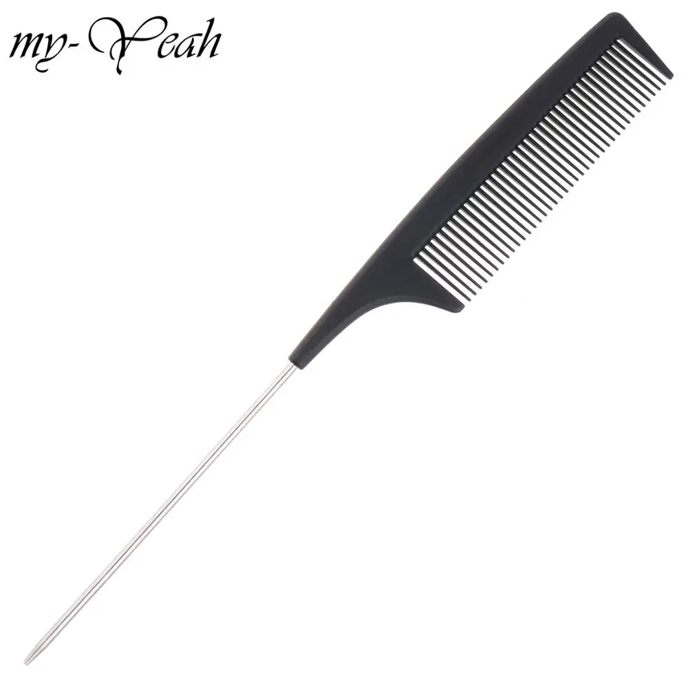 

Professional Fine-tooth Hair Comb with Stainless Steel Rat Tail Woman Tangle Anti-static Hairbrush Hairdressing Styling Tool