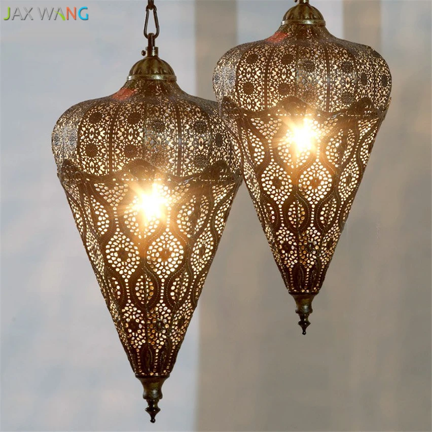 

Southeast Asian Vintage Pendant Lights Retro Hollow Iron Hanging Lamp for Living Room Restaurant Home Lighting Kitchen Fixtures