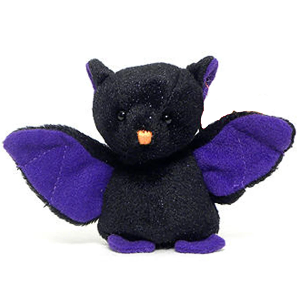 

Pyoopeo Ty Halloweenie Beanies 4" 9cm Scarem the Bat Clip Keyring Plush Stuffed Animal Bird Collection Doll Toy with Heart Tag