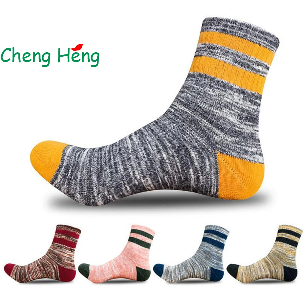 

CHENG HENG 5 Pairs / Bag New Hot Autumn And Winter Men's Socks Pull Hair Thick Thick Casual Socks In The Tube Terry Men's Socks