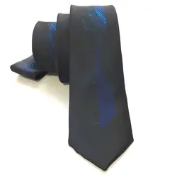 Дизайнера узкий галстук высокое качество микрофибры галстук черный с синим уникальная модель Gravata Бесплатная доставка
