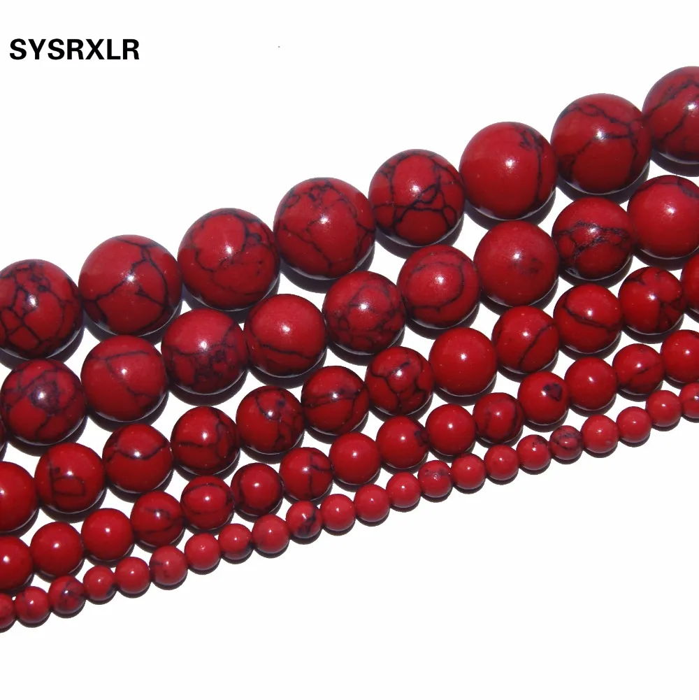 

Free shipping Natural Round Loose Spacer Red Turquoise Stone Beads 4 6 8 10 12mm Pick Size