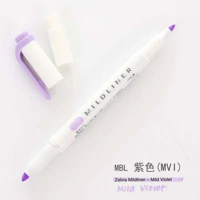 1PC Japanese stationery zebra Mild liner double headed fluorescent pen hook pen highlighter pen color Mark pen kawaii - Цвет: MBL MVI