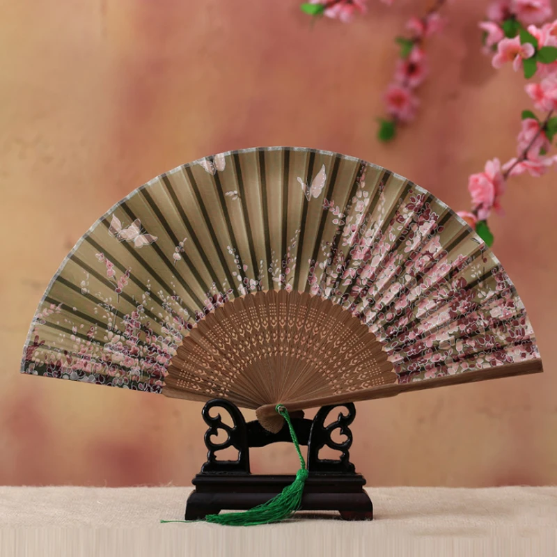 21 см вечерние веера в японском стиле из шелка, веер из бамбука, веер для танцев, реквизит для украшения дома, свадебные стаканчики для вечеринки, подарков, 1 шт