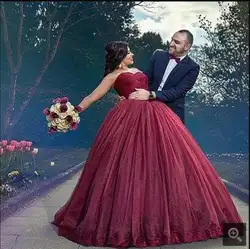 Custom made 2017 новый бальное платье бургундия принцесса паффи пром dress без бретелек sweet 16 девушки пром платья на продажу