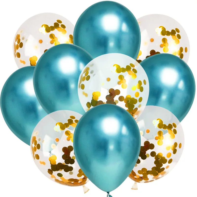 10 шт. 12 дюймов металлические шары золотые конфетти воздушные шары хромовые шары украшения для дня рождения для взрослых Свадебный декор Globos - Цвет: 10pcs style 5