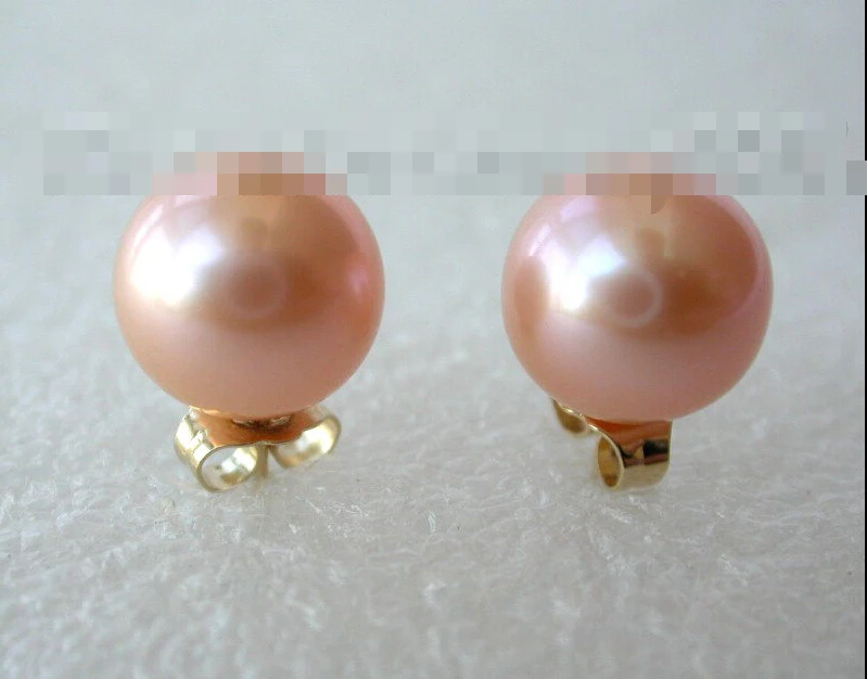 

FREE SHIPPING>>> 1342 perfect round pink freshwater pearl earrings