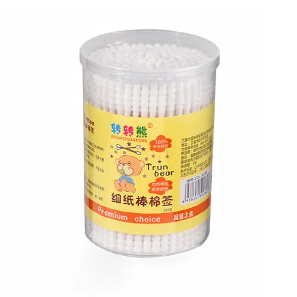 180Pcs/Pack Baby Swabs Cotton Double End Swab Disposable Thin Stick