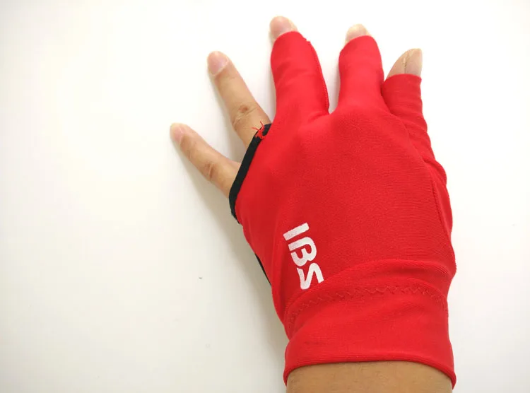10 шт./партия, IBS Бильярд Пул Снукер, перчатки с тремя пальцами, красные/синие/черные тканевые перчатки, перчатки бильярдные - Цвет: red