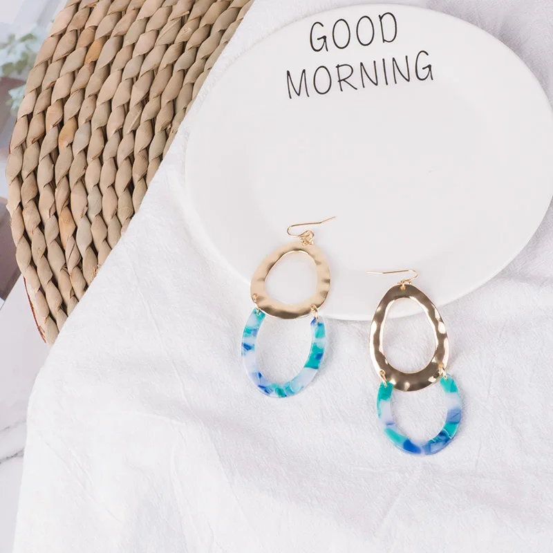 Guanlong Vintage Acetic Acid Acrylic Dangle Long Earing for Women Geometric Metal Acetate Resin Big Earring Girl Jewelry Brincos (3)