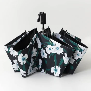 

Wind Resistant Folding Flower Umbrella Rain Women Compact Anti-UV Rain Sunshine Windproof Umbrellas Rain For Men Parasol