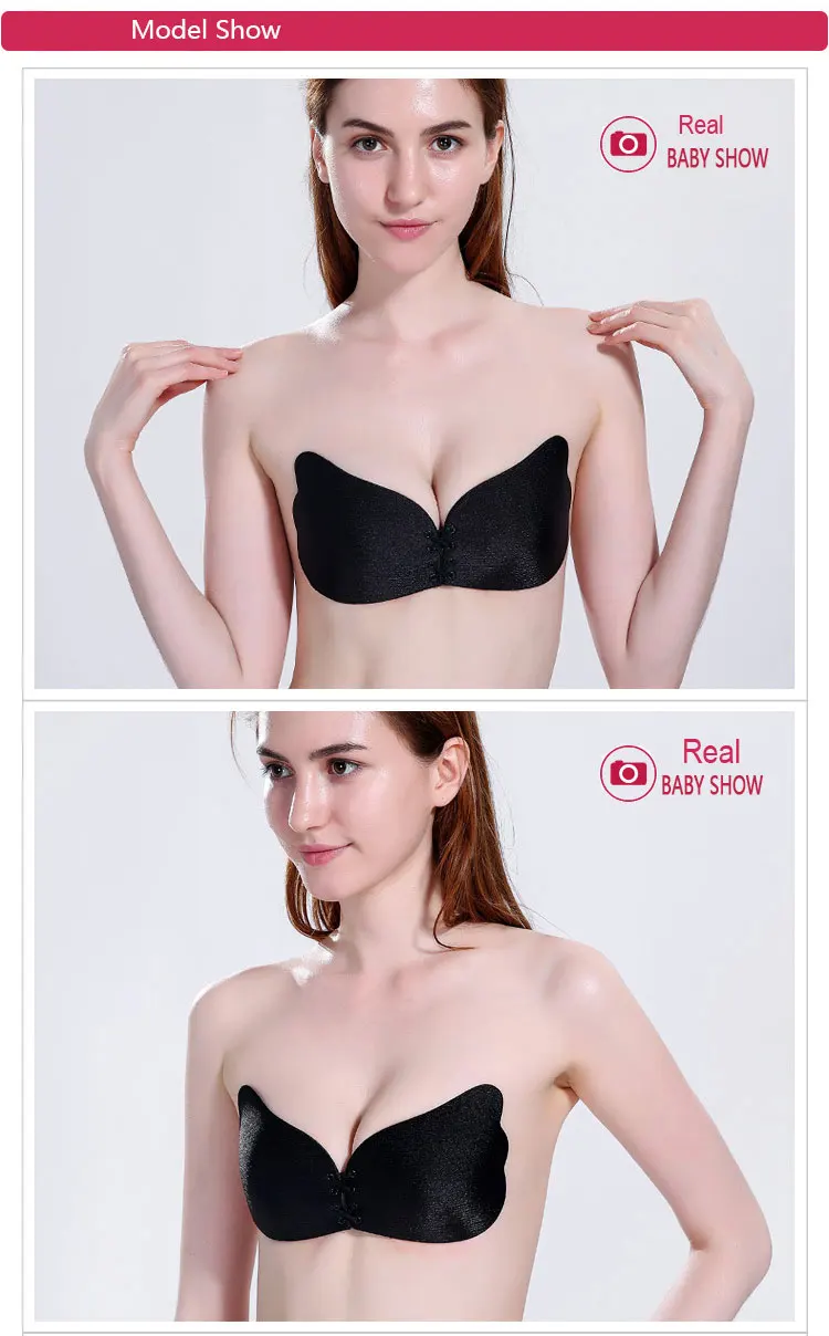 Women Self Adhesive Silicone Bra Female Sexy Strapless Stick Gel Push Up  Wire Free underwear Invisible Bra Seamless Strapless (7)