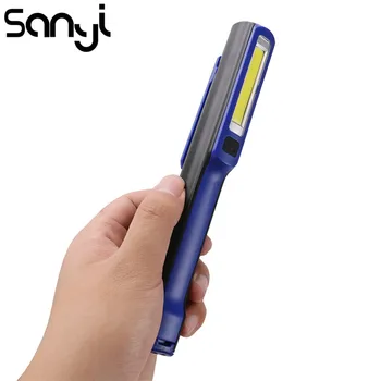 

SANYI USB Charging COB+XPE LED Flashlight Super Bright Magnet Working Light Mini Pen Pocket Clip Torch Lighting