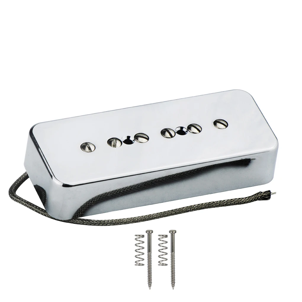 FLEOR 1 шт. Винтаж Alnico 5 Soapbar P 90 P90 гитары Пикап шеи или мост Пикап гитары аксессуары, серебро/черный/кремовый выбрать - Цвет: Chrome Neck